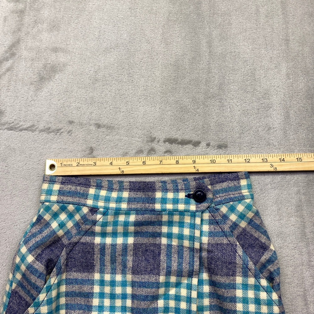 Vintage Pendleton Wool Maxi Skirt Blue Teal Plaid High Waist Size 8 Fits 23" USA - Picture 4 of 9